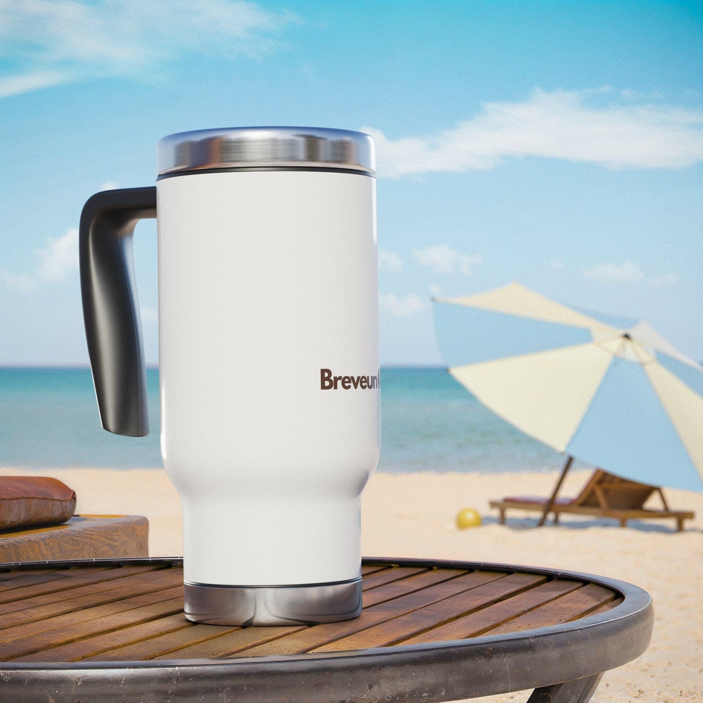 Brevuno 14oz Insulated Stainless Steel Travel Mug with Handle