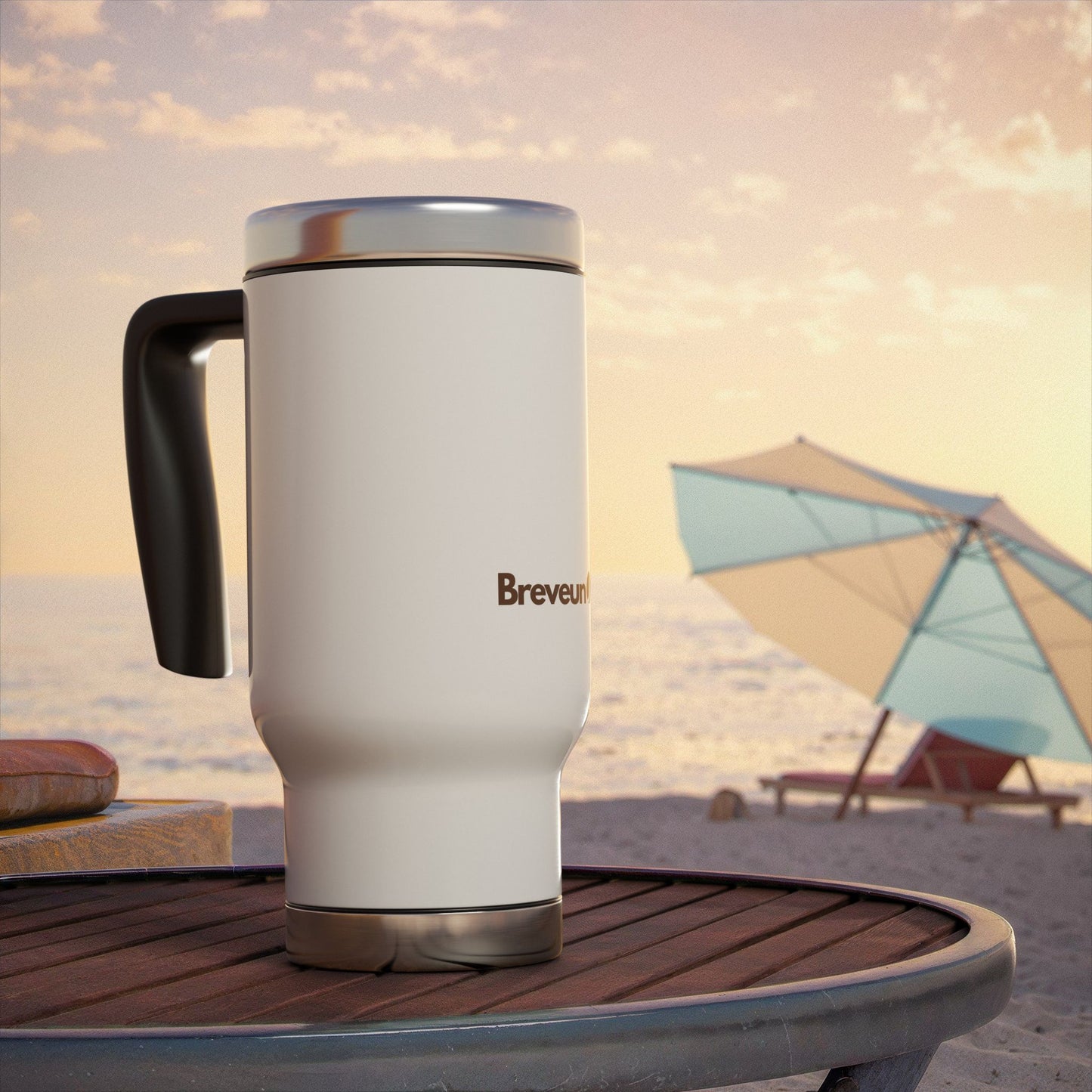 Brevuno 14oz Insulated Stainless Steel Travel Mug with Handle